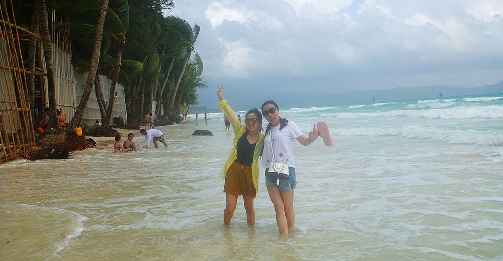 Boracay Girls on Stormy White Beach