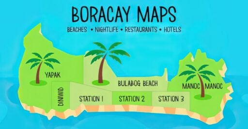 Boracay Map with Stations 1, 2 , 3 and other regions